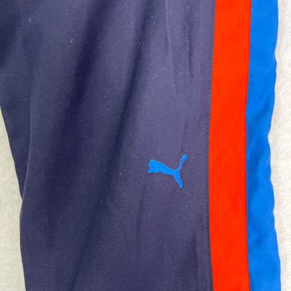 Puma Unisex Track Pants Navy W/ Red & Blue Stripes Size S - Picture 3 of 6